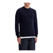 Lacoste Ull Crewneck Pullover med Krokodil Logo Blue, Herr