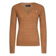 Ralph Lauren Lyxig Brun Cable-Knit Tröja för Kvinnor Brown, Dam