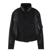 Sacai Kort Ull Nylon Boxy Jacka Black, Herr