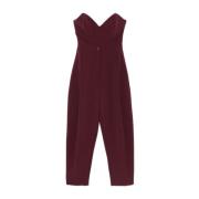 Elisabetta Franchi Bordeaux Klänning med Bustier Halsringning Red, Dam