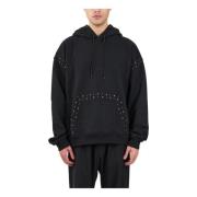 Msgm Hoodie med nitar och broderad logotyp Black, Herr