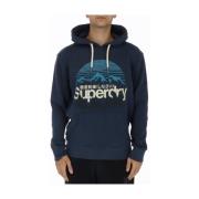 Superdry Bergsgrafisk huvtröja Blue, Herr