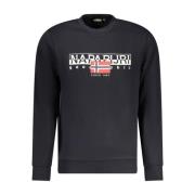 Napapijri Sweatshirt med logotryck och rund hals Black, Herr