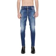 Dsquared2 Stretch bomull regular-waisted jeans med logo Blue, Herr