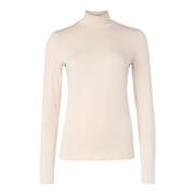 Max Mara Weekend Hög hals Jersey T-shirt med Print Beige, Dam