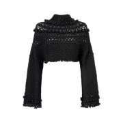 Mes Demoiselles Virka detalj ullblandning kort pullover Black, Dam