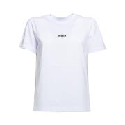 Msgm Klassisk Vit Bomull T-shirt med Svart Logotryck White, Dam