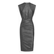 Amazuin Silver Midi Klänning Elegant Draperad Kjol Gray, Dam