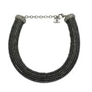 Chanel Vintage Pre-owned Tyg halsband Gray, Dam