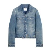 Courrèges Blå Denim Stonewashed Jacka Blue, Herr