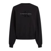 Calvin Klein Svart Logosweatshirt - Rak passform Black, Dam