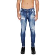 Dsquared2 Slitna Målad-Sprutade Skinny Herr Jeans Blue, Herr