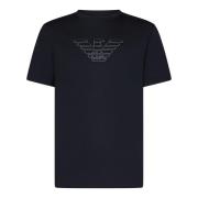 Emporio Armani Blå Logo Broderad T-shirt Blue, Herr