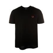 Fred Perry Sportig T-shirt med lagerkransdetaljer Black, Herr