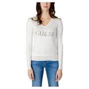 Guess V-Neck Embellished Sweater White, Dam