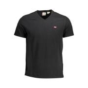 Levi's Elegant V-ringad T-shirt i svart bomull Black, Herr