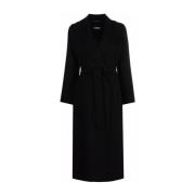 Max Mara Svart Midi Wrap Ullrock Black, Dam