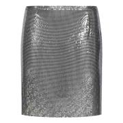 Paco Rabanne Silver Mesh Mini Kjol Aw24 Gray, Dam