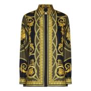 Versace Barocktryck Svart Sidenskjorta Multicolor, Dam