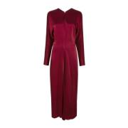 Victoria Beckham Ruby Satin Midi Klänning med Batwing Axlar Red, Dam