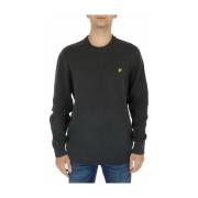 Lyle & Scott Grå Tryckt Bomullstickat Plagg Black, Herr