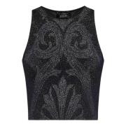 Wolford Svart Paisley Jacquard Crop Top Black, Dam