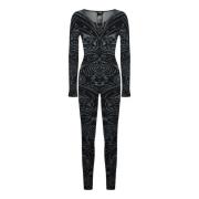 Wolford Grå Paisley Catsuit Overall Klänning Multicolor, Dam