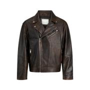 Jack & Jones Läder Bikerjacka Brown, Herr