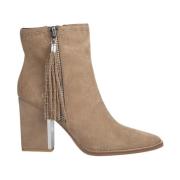 Alma EN Pena Ankelboots med tofsklack Beige, Dam