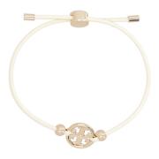 Tory Burch Metall Logo Läderarmband Beige, Dam