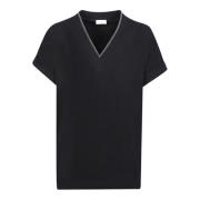 Brunello Cucinelli Svart T-shirt med korta ärmar Black, Dam