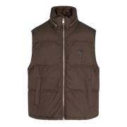 Ami Paris Brun Puffer Vest med dragkedja Brown, Herr