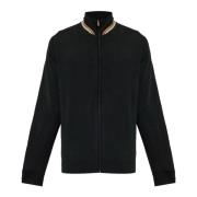 Paul Smith Merino Zip Cardigan Svart Ränder Hög hals Black, Herr