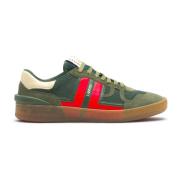 Lanvin Grön Mocka Läder Sneakers Ränder Logo Green, Herr