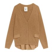 Semicouture Ullblandning V-ringad Cardigan Sweater Brown, Dam