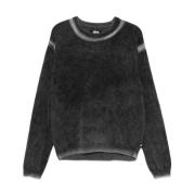 Stüssy Svart Stickad Crew Neck Tröja Black, Herr