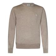 Etro Beige Ull Crewneck Sweater Beige, Herr