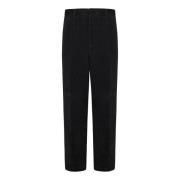 Emporio Armani Svarta Corduroy Straight-Leg Byxor Black, Herr