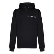 Balmain Svart Hoodie med Vit Logobrodering Black, Herr