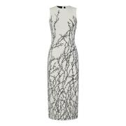 Alexander McQueen Vit Törn Grenar Midi Klänning White, Dam