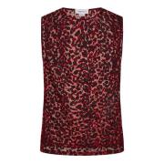 Alexander McQueen Röd Leopard Tanktopp Aw24 Red, Dam