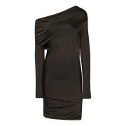 Alexander McQueen Brun Asymmetrisk Halsringning Klänning Aw24 Brown, D...