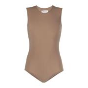 Maison Margiela Beige Tank Bodysuit Brown, Dam