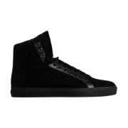 Versace Svarta Velvet High-Top Sneakers Black, Herr