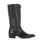 Cult Svarta läder cowboy boots med pil tå Black, Dam