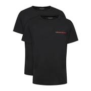 Emporio Armani 2-Pack Stretch Bomull T-shirts - Svart Black, Herr