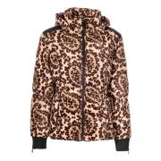 Fendi Leopardmönstrad Dunjacka med Huva Brown, Dam