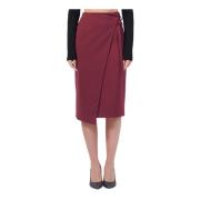 Patrizia Pepe Bordeaux Omlottkjol Crepe Stretch Red, Dam