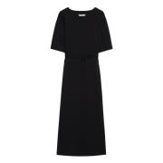 Max Mara Svart midi klänning med långa ärmar Black, Dam