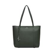 Armani Exchange Grön Shopper Väska med Dragkedja Green, Dam